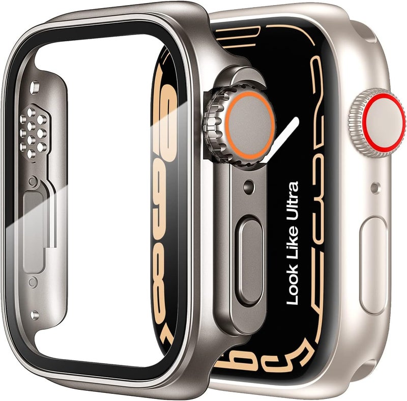 Meyaar Hard Pc Case for Apple Watch 44Mm/45Mm Change to Ultra 49Mm Cover with Crown,Screen Protector for Apple Watch Series 8 7 6 5 4 3 2 Se Se 2Nd Gen Upgrade to Ultra 49Mm Pc Case (44Mm) Gold - Image 1