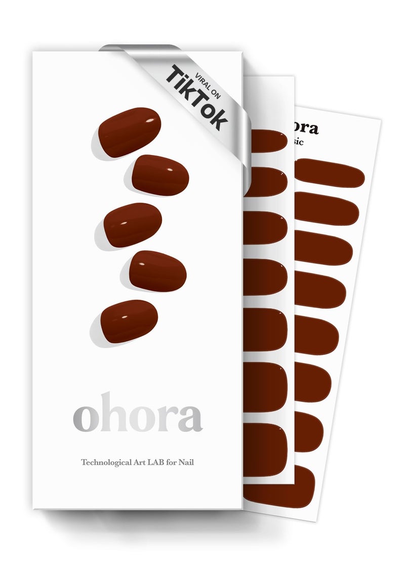 ohora Semi Cured Gel Nail Strips (N Chilly) - Red, Solid, Works with Any UV/LED Lamps, Salon-Quality, Long Lasting, Easy to Apply & Remove - Includes 2 Prep Pads, Nail File & Wooden Stick - Image 2