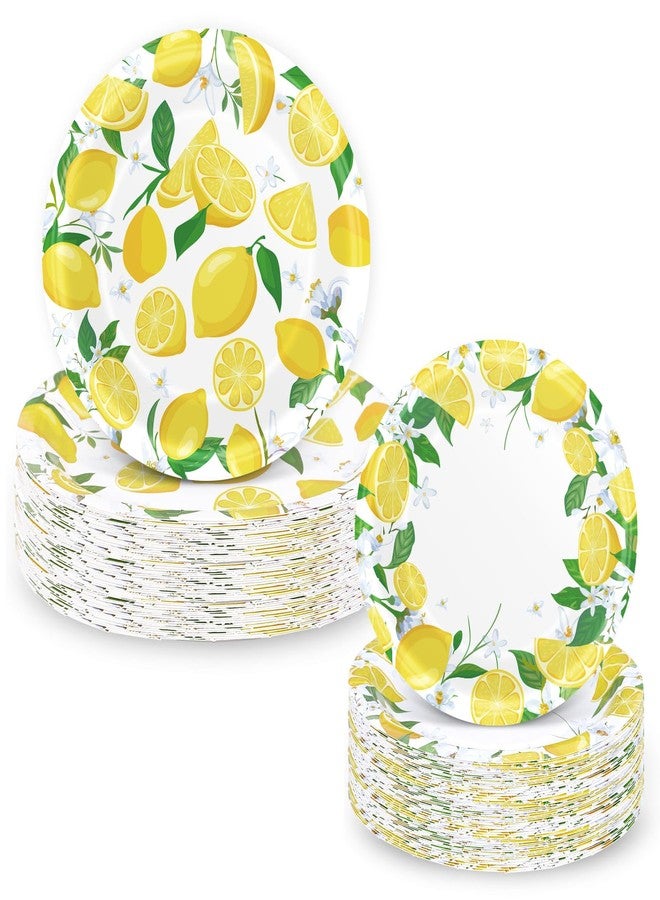 Whaline 40Pcs Lemon Paper Plates Watercolor Summer Fruit Disposable Plates 9 Inch & 7 Inch Decorative Dinner Plates for Wedding Birthday Baby Shower Party Supplies - Image 1