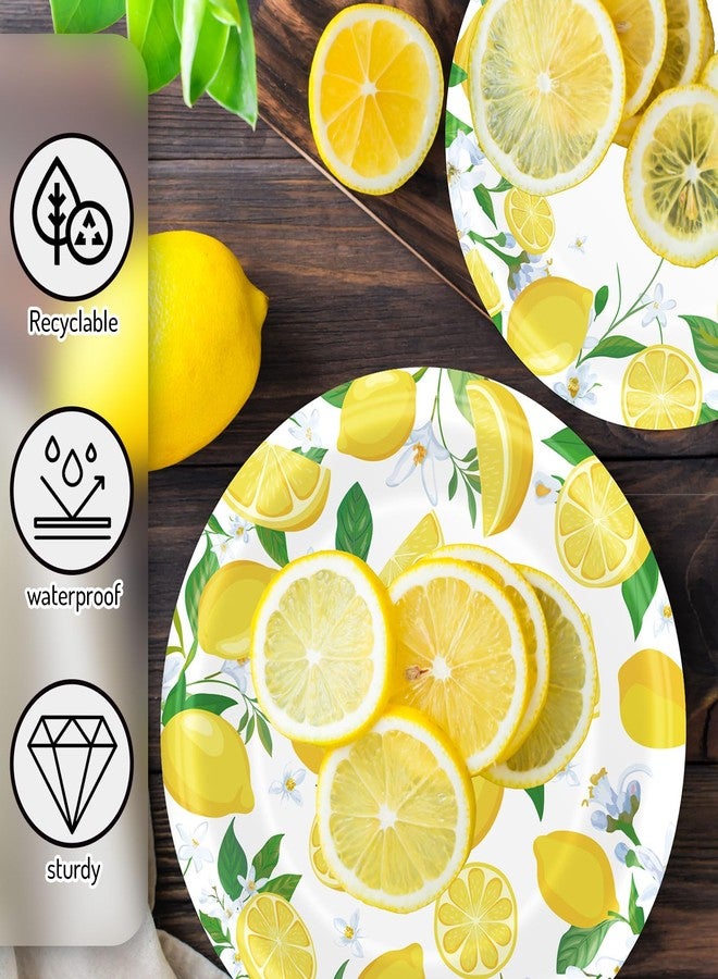 Whaline 40Pcs Lemon Paper Plates Watercolor Summer Fruit Disposable Plates 9 Inch & 7 Inch Decorative Dinner Plates for Wedding Birthday Baby Shower Party Supplies - Image 3