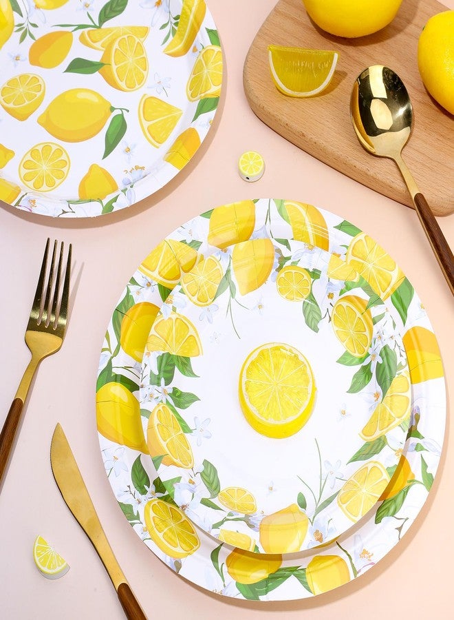 Whaline 40Pcs Lemon Paper Plates Watercolor Summer Fruit Disposable Plates 9 Inch & 7 Inch Decorative Dinner Plates for Wedding Birthday Baby Shower Party Supplies - Image 5