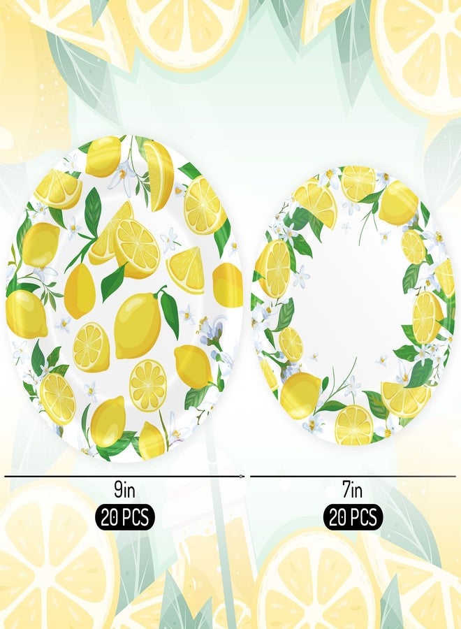 Whaline 40Pcs Lemon Paper Plates Watercolor Summer Fruit Disposable Plates 9 Inch & 7 Inch Decorative Dinner Plates for Wedding Birthday Baby Shower Party Supplies - Image 2