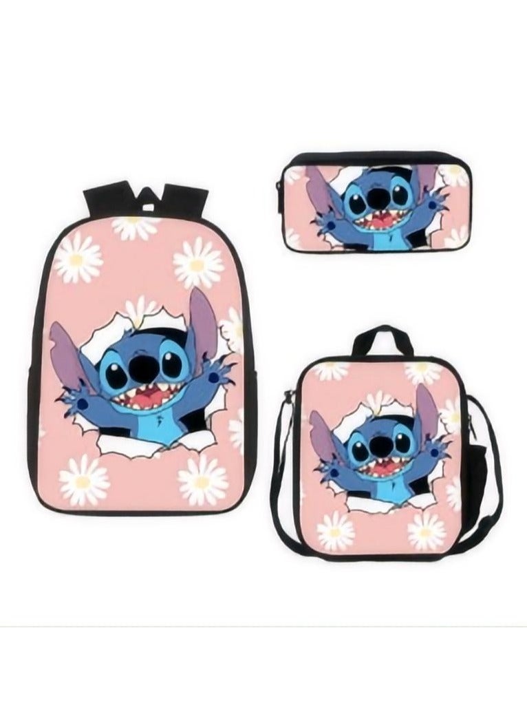 general مجموعة حقيبة ظهر مكونة من 3 قطع بطباعة ثلاثية الأبعاد ورسومات كرتونية - Image 1