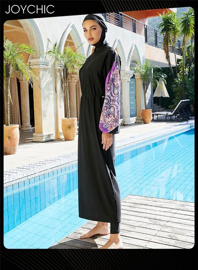Joychic 3 Piece Muslim Women Summer Conservative Swimsuit Modest Long-sleeved Sun Protection and Quick-drying Breathable Swimwear Beach Wear  - Image 4