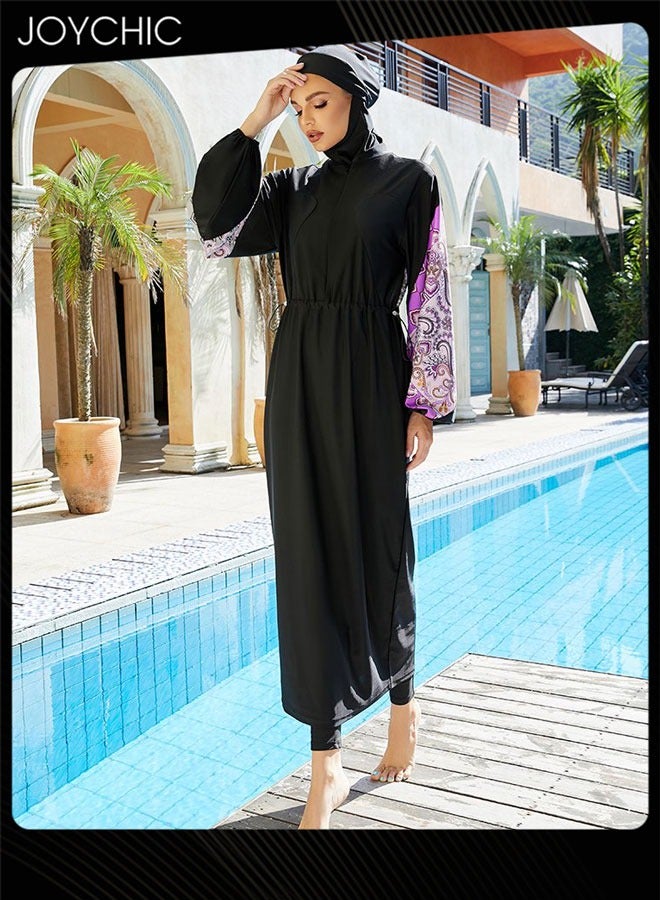 Joychic 3 Piece Muslim Women Summer Conservative Swimsuit Modest Long-sleeved Sun Protection and Quick-drying Breathable Swimwear Beach Wear  - Image 2