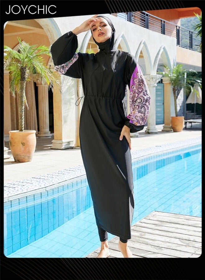 Joychic 3 Piece Muslim Women Summer Conservative Swimsuit Modest Long-sleeved Sun Protection and Quick-drying Breathable Swimwear Beach Wear  - Image 3