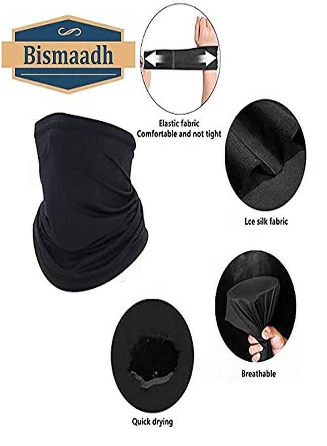 BISMAADH Neck Gaiter Headband Headwear Headwrap Face Mask Magic Scarf Bandana For Men & Women - Pack Of 3, Cotton, Black-Maroon-White - Image 5