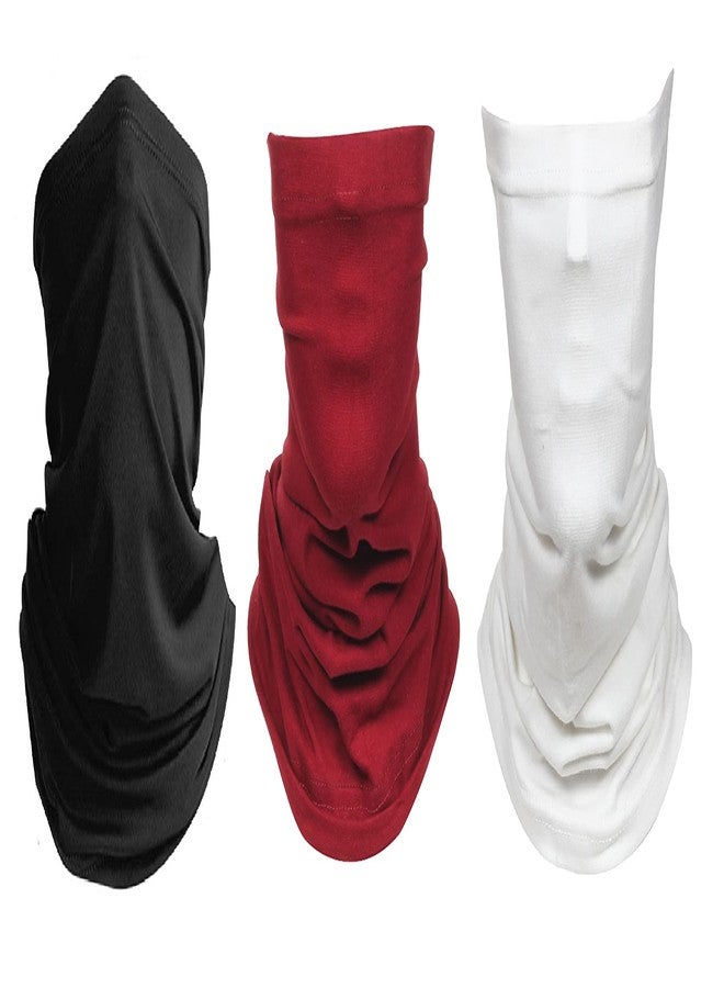BISMAADH Neck Gaiter Headband Headwear Headwrap Face Mask Magic Scarf Bandana For Men & Women - Pack Of 3, Cotton, Black-Maroon-White - Image 1
