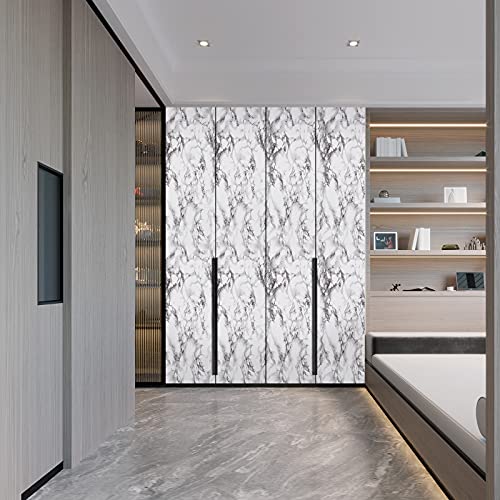 Caltero Marble Wallpaper & Contact Paper, 24" x 78.7", Black White Grey Marble Peel and Stick Glossy Self-Adhesive for Countertop Kitchen Cabinets Bathroom - Image 5