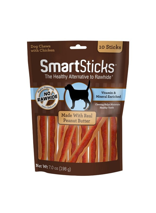سمارت بونز أعواد سمارت بونز سمارت ستيكس مع زبدة الفول السوداني الحقيقية وخالية من الجلد الخام للكلاب، 10 قطع - Image 1