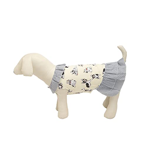 Lulala Dog Frock Shirt Skirt Striped Printed T Shirts Cotton Vest Pleated Hawaiian Dog Sun Dress Clothes Summer Pet Apparel for Small Medium Large Dogs Cats Outfits(8 Inch,Yellow) - Image 3