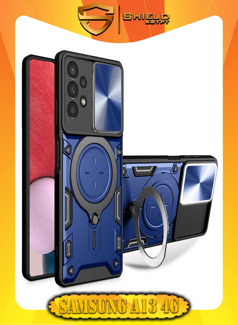 SHIELD EGYPT SHIELD EGYPT For Samsung Galaxy A13 4G Armored Camera Shield Cover Camera Lend Protection, Built-in 360° (Blue) 