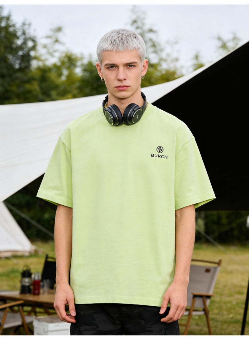 Burch Oversized T-shirt with LOGO, 300G heavy 100% cotton double yarn T-shirt, unisex leisure gym shirt, counter quality T-shirt, and versatile loose T-shirt in daily trend. - Image 4
