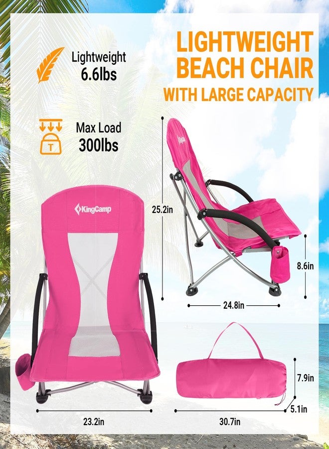 كينغ كامب كرسي شاطئ منخفض قابل للطي من KingCamp، خفيف الوزن، محمول، يُحمل على الظهر، مناسب للبالغين، مزود بجيب لحامل الأكواب، حقيبة حمل للتخييم في الهواء الطلق، الحفلات الموسيقية، المهرجانات، السفر، الرياضة، العشب، الرمل، لون وردي - Image 2