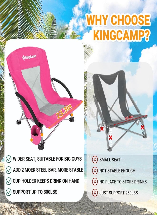 كينغ كامب كرسي شاطئ منخفض قابل للطي من KingCamp، خفيف الوزن، محمول، يُحمل على الظهر، مناسب للبالغين، مزود بجيب لحامل الأكواب، حقيبة حمل للتخييم في الهواء الطلق، الحفلات الموسيقية، المهرجانات، السفر، الرياضة، العشب، الرمل، لون وردي - Image 5