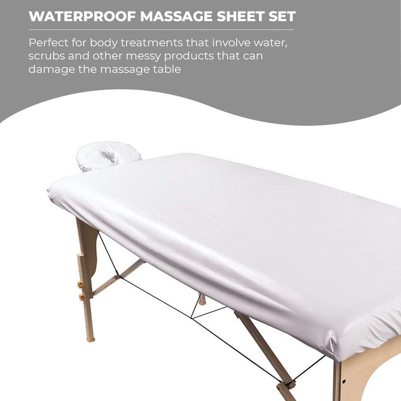 ForPro Professional Collection Waterproof Massage Table Cover, Protective Spa Treatment Sheet Set for Massage Tables, Machine Washable, Includes Massage Fitted Sheet and Face Rest Cover, White | for Massage & Treatment Tables, Disposable Table Sheets, Spa Bed Sheets, Esthetician Table Linens, Salon & Spa Essentials - Image 3