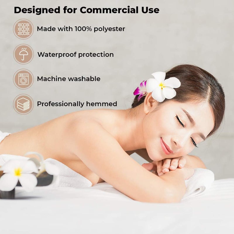 ForPro Professional Collection Waterproof Massage Table Cover, Protective Spa Treatment Sheet Set for Massage Tables, Machine Washable, Includes Massage Fitted Sheet and Face Rest Cover, White | for Massage & Treatment Tables, Disposable Table Sheets, Spa Bed Sheets, Esthetician Table Linens, Salon & Spa Essentials - Image 4