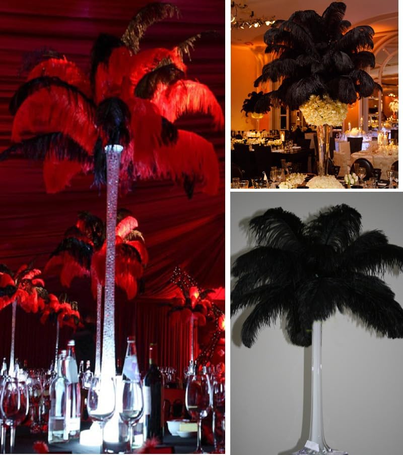 Sowder 5pcs Ostrich Feathers 16-18inch(40-45cm) Home Wedding Decoration(Black) - Image 4