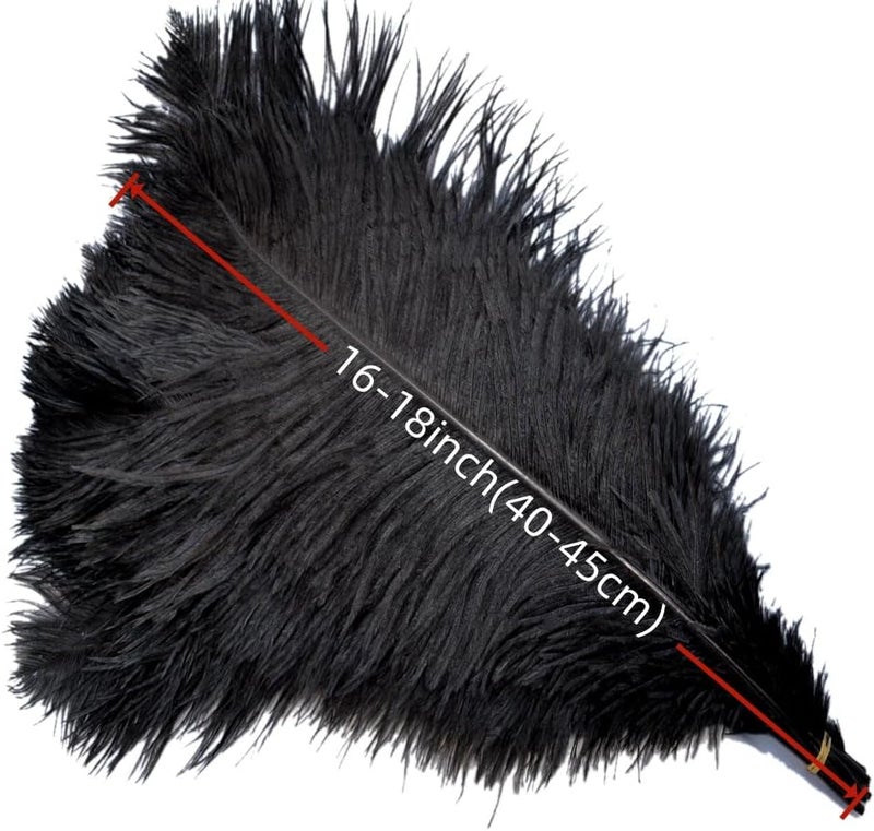 Sowder 5pcs Ostrich Feathers 16-18inch(40-45cm) Home Wedding Decoration(Black) - Image 2