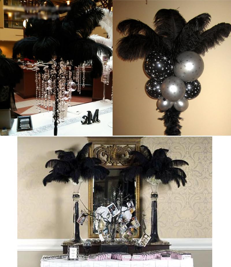 Sowder 5pcs Ostrich Feathers 16-18inch(40-45cm) Home Wedding Decoration(Black) - Image 3