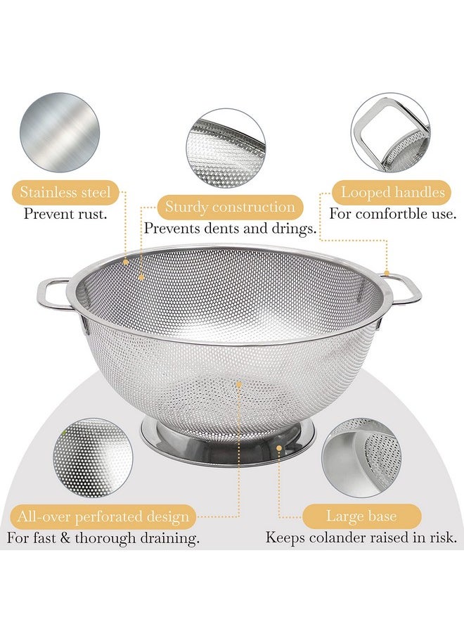 Bellemain Bellemain 5 Qt Metal Colander with Handle | Pasta, Spaghetti, Berry, Fruit, Vegetable, Kitchen Food Strainer Basket | 18/8 Stainless Steel Colander Bowl | Pot Drainer for Cooking, Sifter Strainer  - Image 4