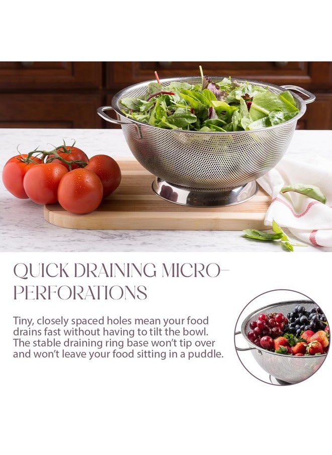 Bellemain Bellemain 5 Qt Metal Colander with Handle | Pasta, Spaghetti, Berry, Fruit, Vegetable, Kitchen Food Strainer Basket | 18/8 Stainless Steel Colander Bowl | Pot Drainer for Cooking, Sifter Strainer  - Image 3