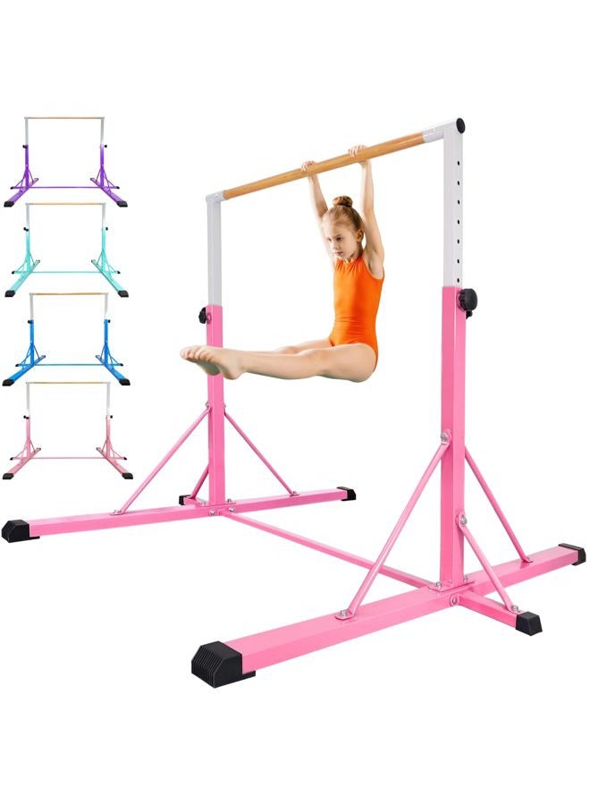 FC FUNCHEER شريط الجمباز للأطفال من 3 إلى 15 عامًا، ارتفاع قابل للتعديل من 35" إلى 60"، قاعدة بعرض 4 أقدام - شريط كيب احترافي مع استقرار 360° وعمود ألياف زجاجية، تصميم سهل الطي وصلب للتدريب في المنزل - Image 1