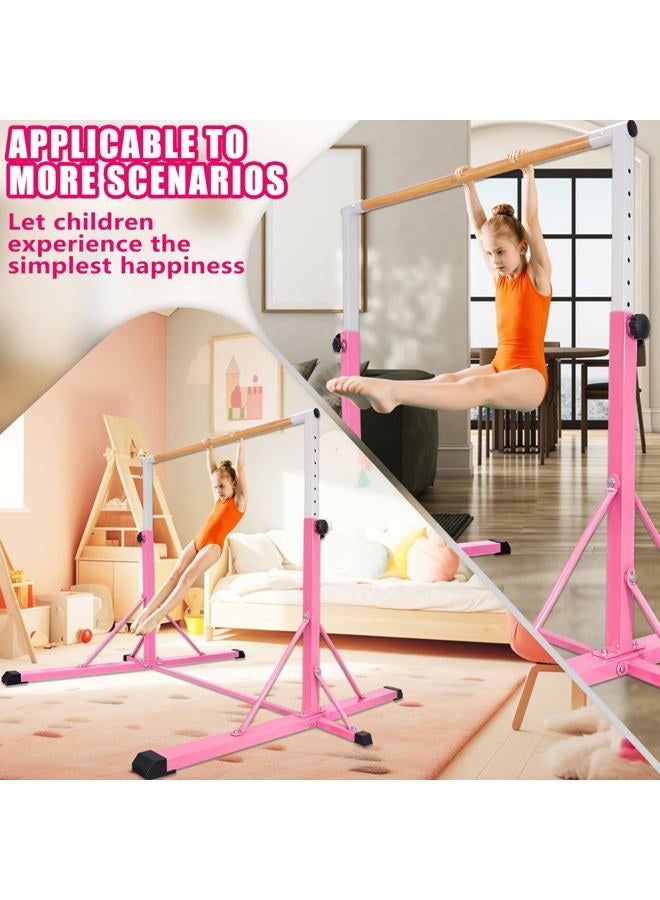 FC FUNCHEER شريط الجمباز للأطفال من 3 إلى 15 عامًا، ارتفاع قابل للتعديل من 35" إلى 60"، قاعدة بعرض 4 أقدام - شريط كيب احترافي مع استقرار 360° وعمود ألياف زجاجية، تصميم سهل الطي وصلب للتدريب في المنزل - Image 5
