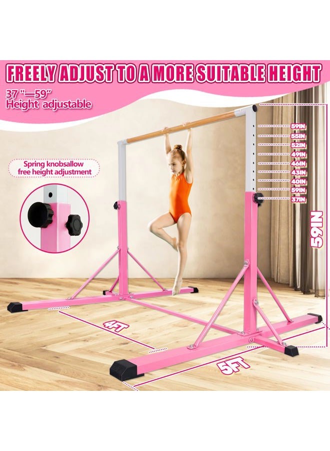 FC FUNCHEER شريط الجمباز للأطفال من 3 إلى 15 عامًا، ارتفاع قابل للتعديل من 35" إلى 60"، قاعدة بعرض 4 أقدام - شريط كيب احترافي مع استقرار 360° وعمود ألياف زجاجية، تصميم سهل الطي وصلب للتدريب في المنزل - Image 2