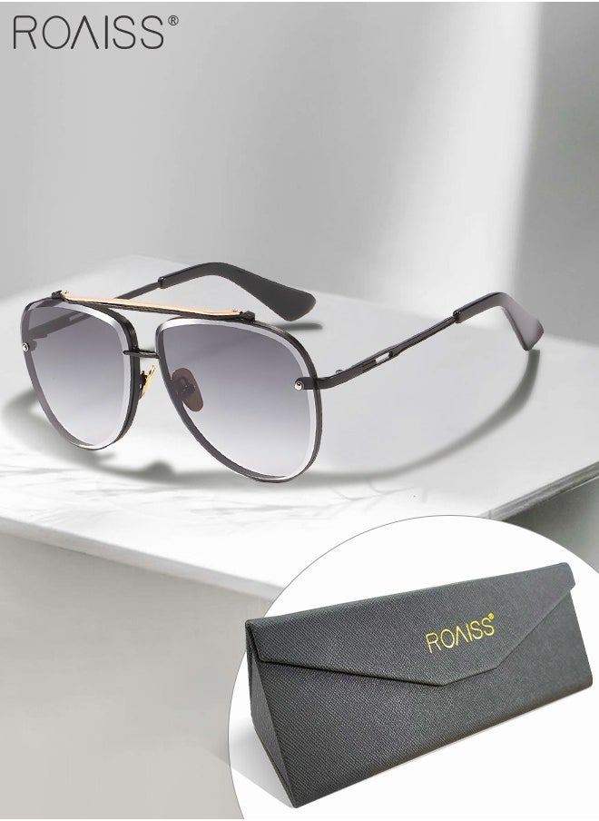 roaiss - Aviator Sunglasses for Men Women UV400 Protection Sun Glasses with Metal Frame Fashion Anti-Glare Sun Shades for Driving Fishing Traveling with Grey Lens - Image 1
