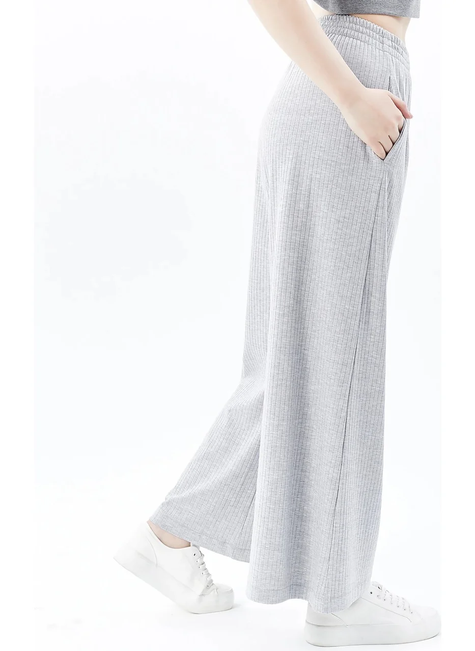 Defy'S Women's Oversize Wide Leg Trousers Grey Melange