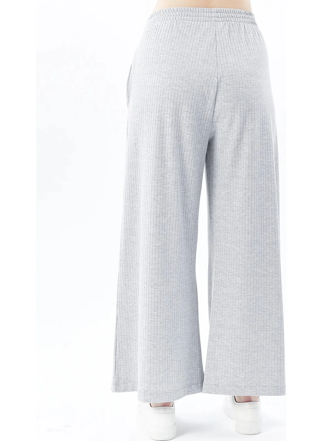 ديفيز Women's Oversize Wide Leg Trousers Grey Melange