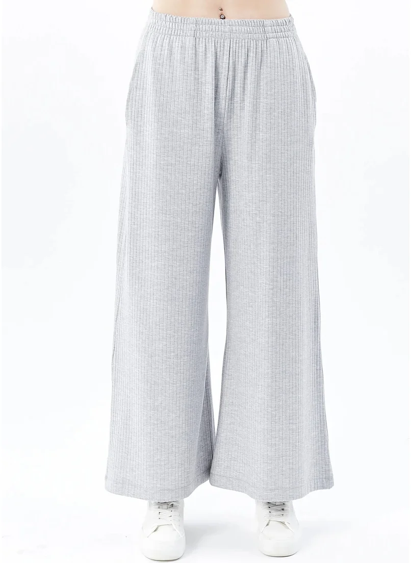 ديفيز Women's Oversize Wide Leg Trousers Grey Melange