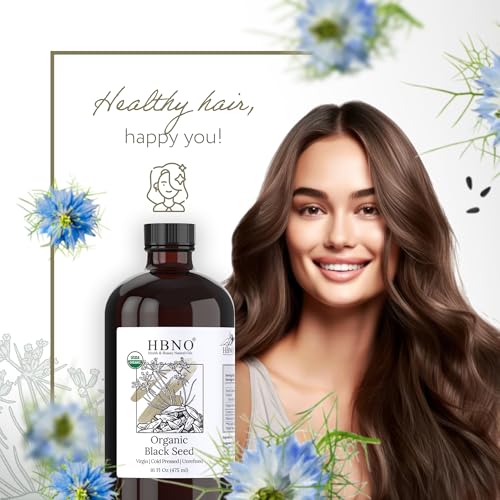 HBNO Organic Black Seed Oil - Huge 16 oz (475ml) Glass Bottle Value Size - USDA Certified Organic Black Seed Oil, Cold Pressed for Face, Body, Lips, Shampoo & Conditioner - Image 5