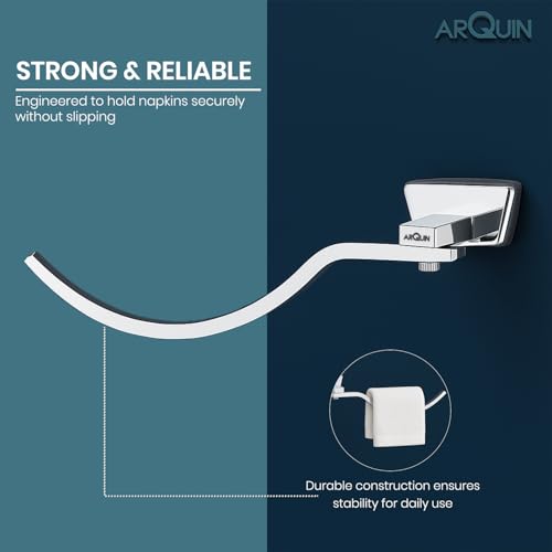 Arquin Napkin Hanger for Washbasin | 304 Stainless Steel Napkin Towel Ring Holder | Napkin Holder for Bathroom | Towel Holder | Bathroom Accessories Set & Kitchen Towel Bar (Aquarius) - Image 4