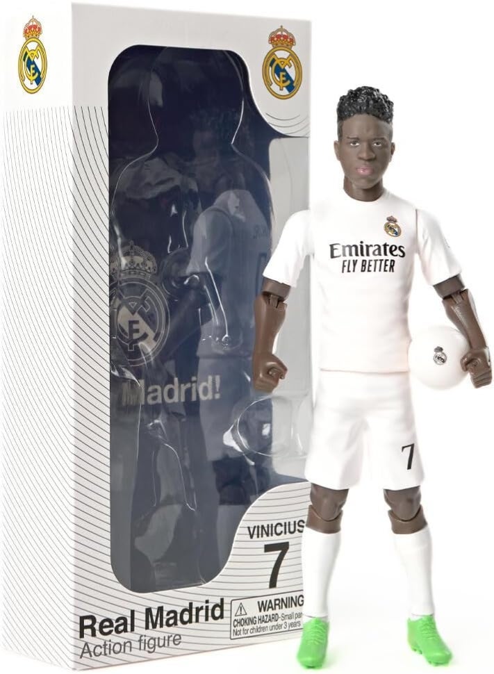 Sockers Real Madrid Vinícius Júnior Official Collectible Football Figure 20cm 83606 | Licensed Soccer Action Figure with Ball | Fan Gift - Image 1