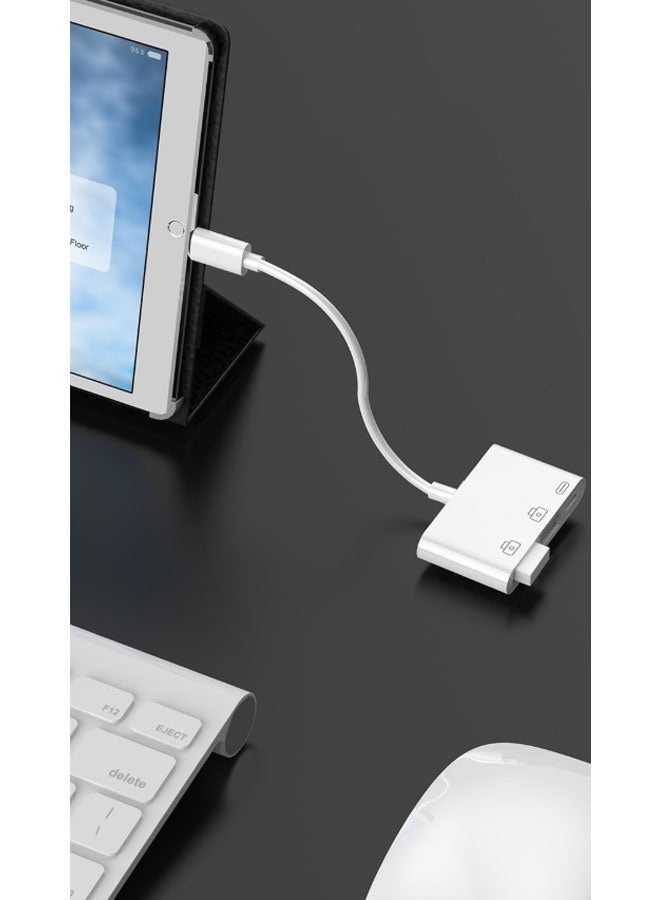 CF Lightning to USB 3.0 - Suitable for Apple OTG Adapter Cable USB Adapter (No Power Required) Supports USB Disk Mouse and Keyboard, Charging and Audio Sync Connector (White) - Image 4