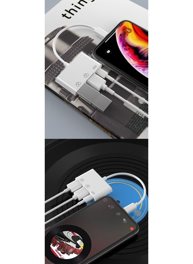 CF Lightning to USB 3.0 - Suitable for Apple OTG Adapter Cable USB Adapter (No Power Required) Supports USB Disk Mouse and Keyboard, Charging and Audio Sync Connector (White) - Image 5