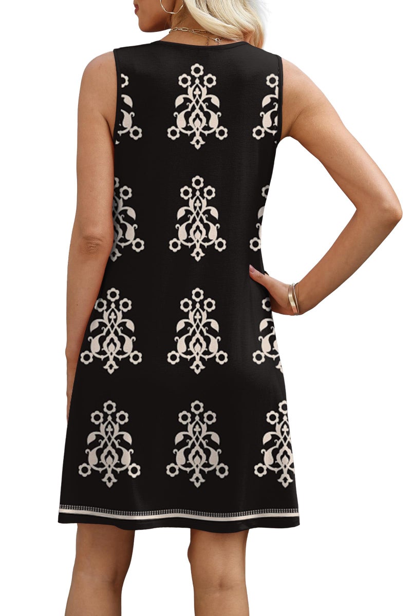 Sipaya Womens Summer Dresses V Neck Casual Dresses Beach Vacation Outfits for Women Sundresses Formal Swimsuit Coverup Fashion Clothing Black Printed S - Image 5