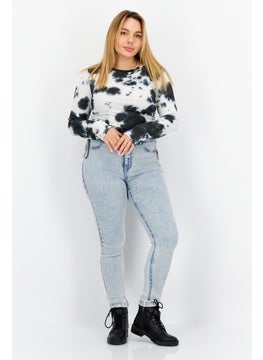 BB Dakota by Steve Madden Women Round Neck Long Sleeve Tie-Dye Top, Black  - Image 4
