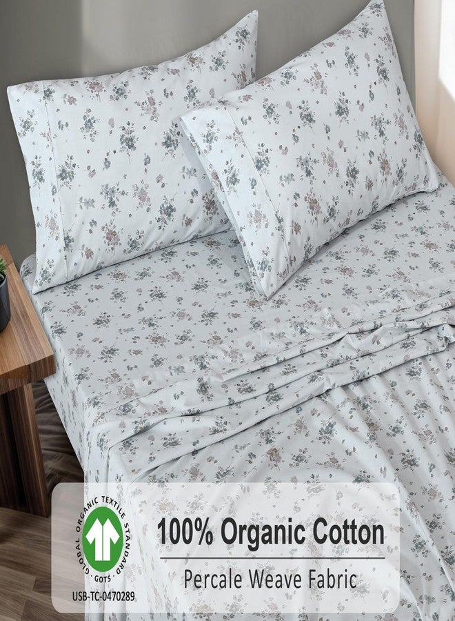 RUVANTI 100% Organic Cotton Sheets Twin Size, Percale Weave, GOTS Certified, 3-Piece Set, Deep Pocket 15", Crisp & Breathable, Soft Durable Bedding, Sábanas Algodón Orgánico - Halcyon - Image 3