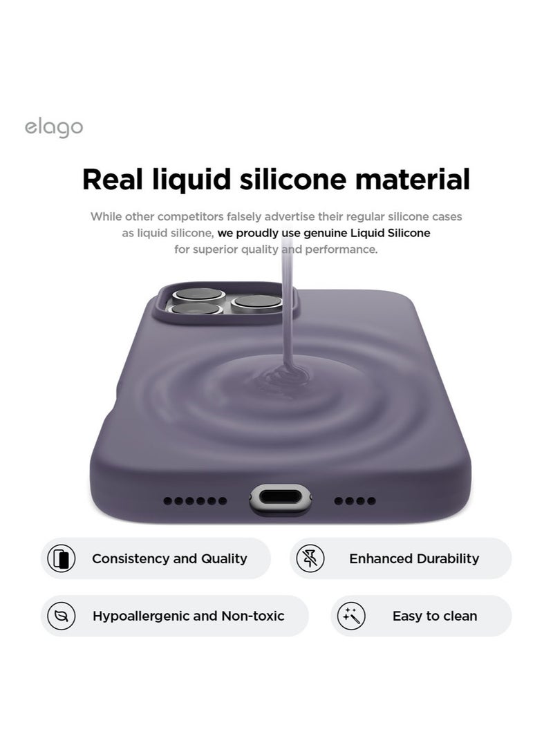 Elago Liquid Silicone for iPhone 16 PRO Case Cover Full Body Protection, Shockproof, Slim, Anti-Scratch Soft Microfiber Lining - Deep Lavender - Image 3