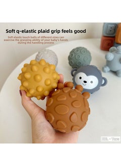 Generic Baby Touch Ball Feel Ball Feel Unified Training Building Blocks Koala Stacked Music Building Blocks Massage Hand-held Ball Toy-Color:Tt659 Elephant Square Building Blocks + Jenga + Feel Ball Set (19pcs)  - Image 5
