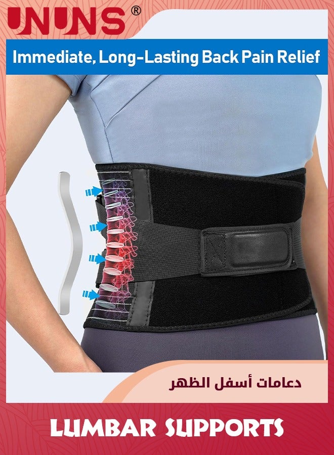 UNUNS Lumbar Support Belt For Women Men,Adjustable Lower Waist Support Belt Brace Pain Relief With 6 Stays,Upgraded Bracepost Back Brace For Heavy Lifting Herniated Disc,Sciatica,Scoliosis-XL 93-110CM  - Image 3
