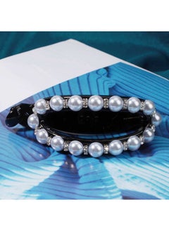 Yheakne Boho Pearl Hair Holder Barrette White Round Pearl Hair Cuff Hollow Ponytail Holder Clip Vintage Hair Holder Headwear Decorative Hair Accessories For Women And Girls Gifts (White Bead)  - Image 5