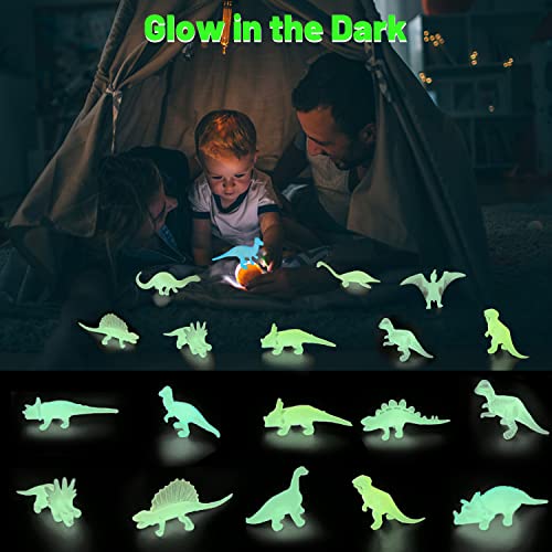 FOIMAS Mini Dinosaurs44pcs Glow in The Dark Dinosaurs Figure for Kids Dinosaur Party Favor Cup Cake Topper Goodie Bag Filler Classroom Prize - Image 5