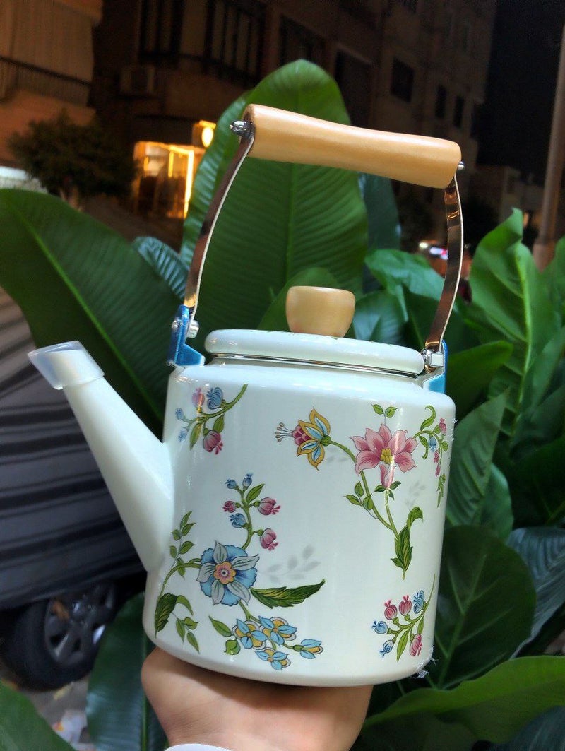 Wooden Handle Steel Tea Kettle - Image 1