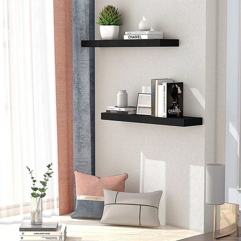 OGNIJA Floating Shelves Rustic SHEESHAM Wood Hanging Wall Shelf for BathroomBedroomKitchenFarmhouseOffice Living Room Wall Mounted ShelvesSet of 2 20 inch Brown - Image 3
