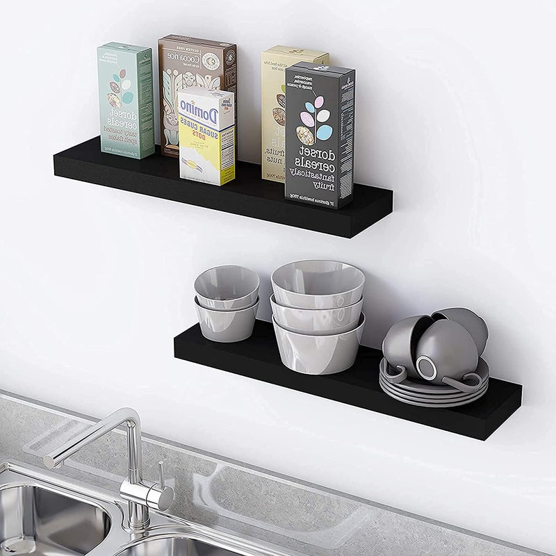 OGNIJA Floating Shelves Rustic SHEESHAM Wood Hanging Wall Shelf for BathroomBedroomKitchenFarmhouseOffice Living Room Wall Mounted ShelvesSet of 2 20 inch Brown - Image 4
