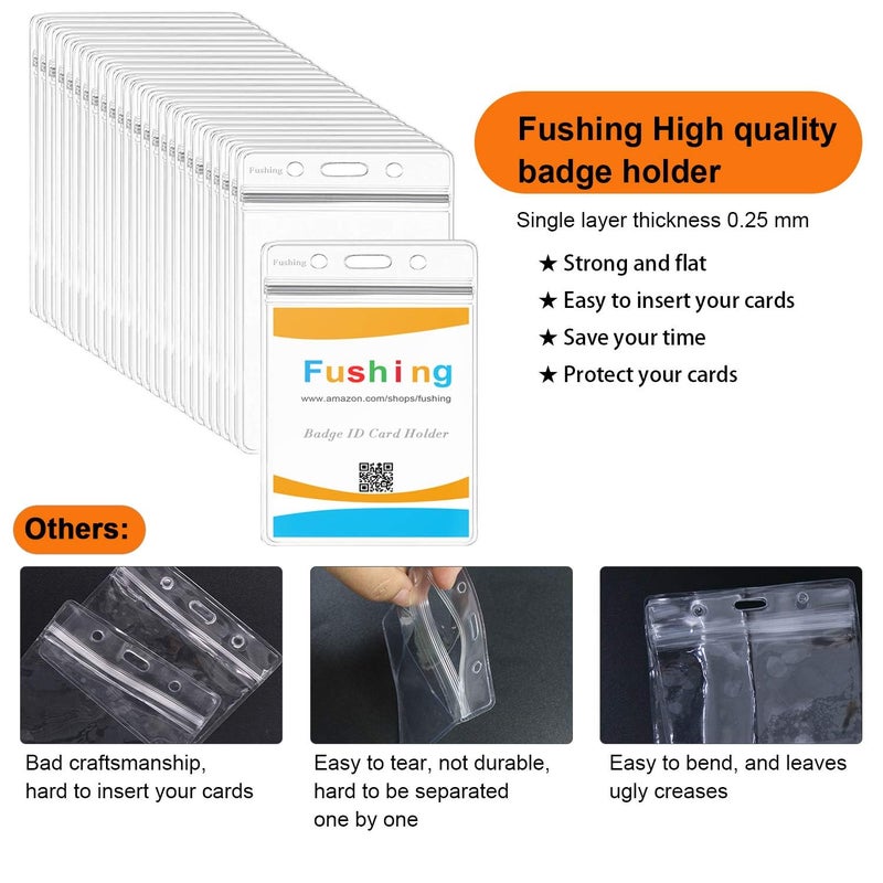 Fushing Pack of 50 Clear Plastic Vertical Badge Holders, Name Tag Holders, Card Holders (L) - Image 4